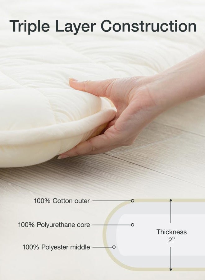 FULI Japanese Futon Mattress, Japanese Floor Mattress, Floor Bed, Tatami Foldable Bed, Roll Up Sleeping Pad, Shikibuton, Made in Japan (White, Full XL) - Image 4