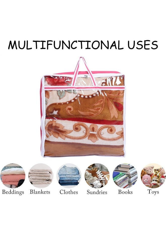 Kuber Industries Kuber Industries Blanket Cover | Non-Woven Blanket Cover | Zipper Storage Bag For Blanket Organizer With Top Transparent Window | Extra Large | Extra Large | Pink, 53 Cm, 22 Cm  - Image 4