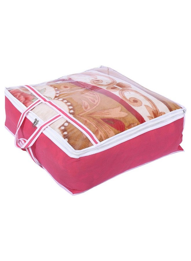 Kuber Industries Kuber Industries Blanket Cover | Non-Woven Blanket Cover | Zipper Storage Bag For Blanket Organizer With Top Transparent Window | Extra Large | Extra Large | Pink, 53 Cm, 22 Cm  - Image 1