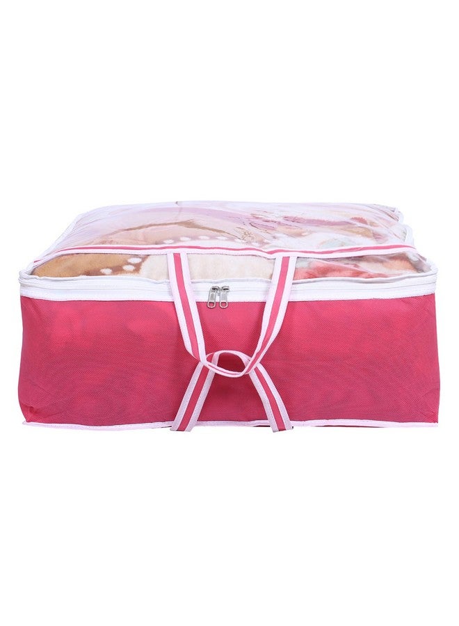 Kuber Industries Kuber Industries Blanket Cover | Non-Woven Blanket Cover | Zipper Storage Bag For Blanket Organizer With Top Transparent Window | Extra Large | Extra Large | Pink, 53 Cm, 22 Cm  - Image 2