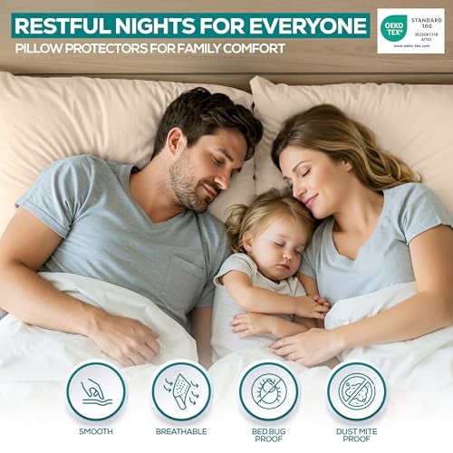 Utopia Bedding Waterproof Pillow Protectors Zippered King Size (2 Pack, Beige), Zippered Pillowcases, Bed Bug Proof Pillow Encasement Covers 20 x 38 Inches - Image 5