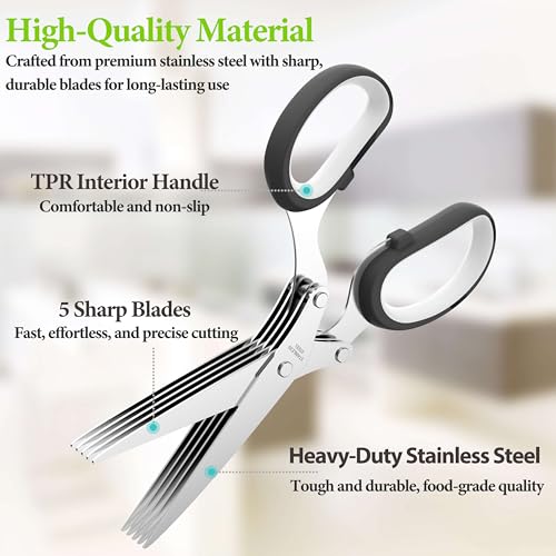 JOFUYU 2026 Upgraded Herb Scissors, Effortless Herb Shears Cutter Tool with Sharp Stainless Steel Blades for Fresh Herbs, Must-Have Kitchen & Cooking Gadget, Black - Image 2