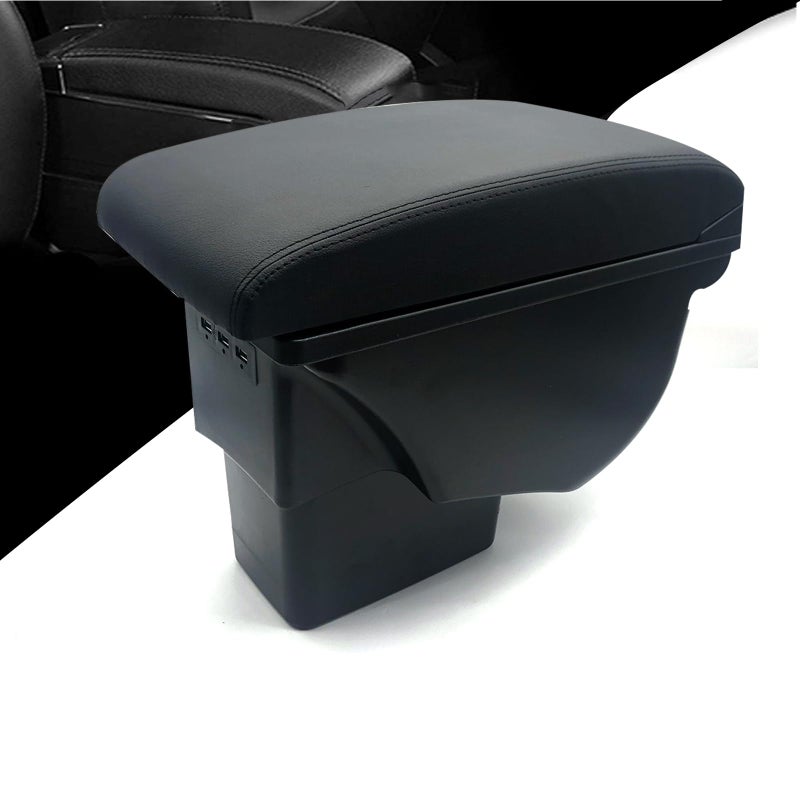 Tocsho Armrest Box for KIA Soul Models 2010 2011 2012 2013 Double Layer Car Interior Storage Center Console with 3 USB Port Black