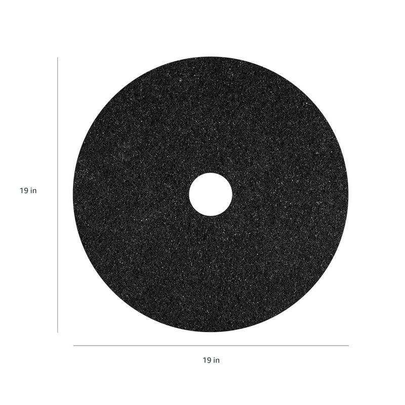 Americo Black Strip Stripping Floor Pad, 19" Diameter, 3.25" Center Hole, 5 Pads/Case, Made of 100% Recycled Content, USA Made - Image 2