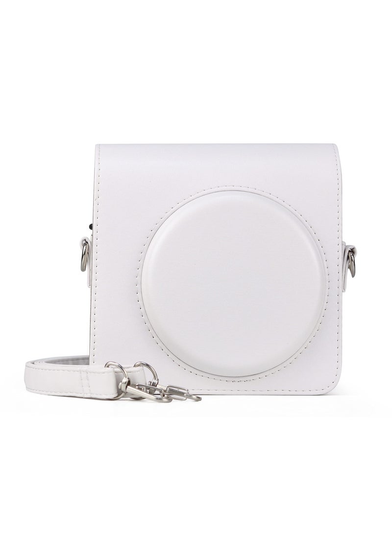 Square SQ1 Case Protective Case for Fujifilm Instax Square SQ1 Instant Camera PU Leather Cover with Adjustable Shoulder Strap, White