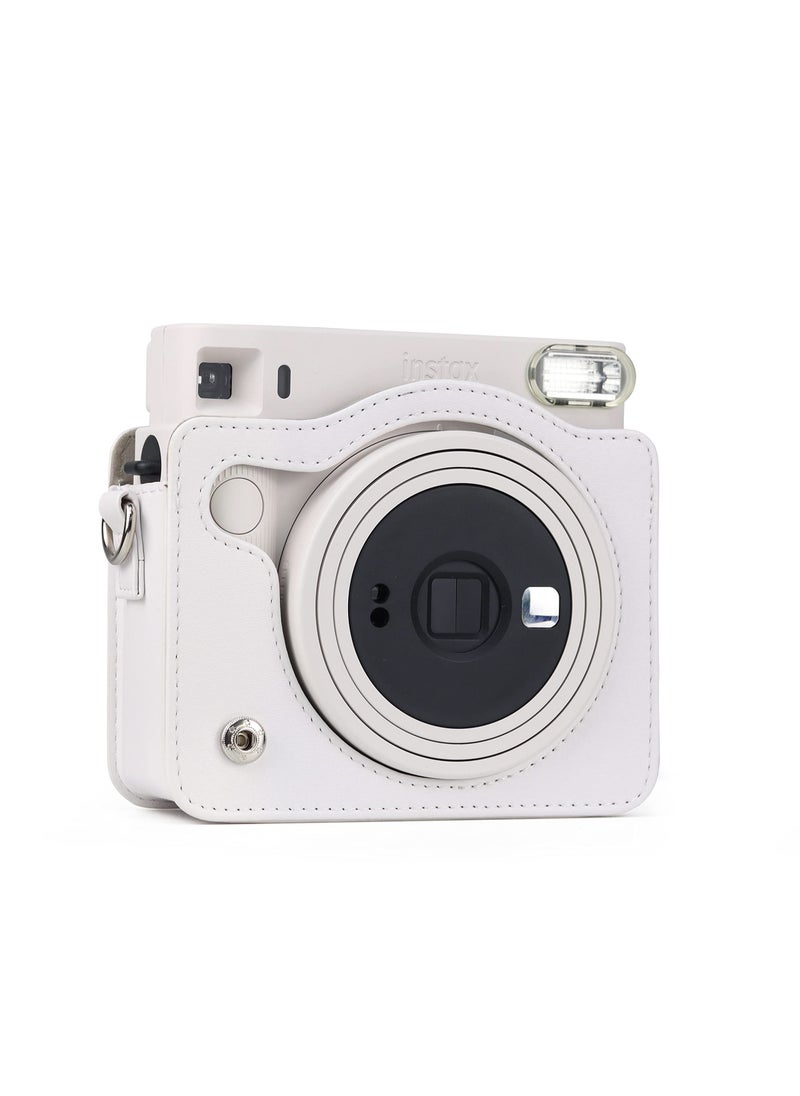 Square SQ1 Case Protective Case for Fujifilm Instax Square SQ1 Instant Camera PU Leather Cover with Adjustable Shoulder Strap, White