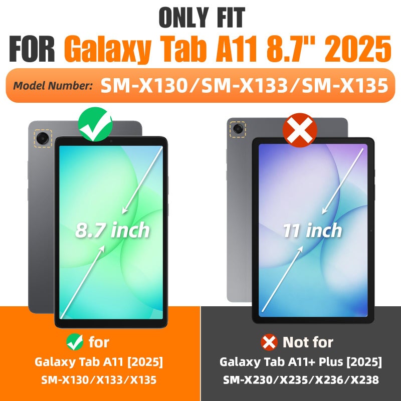 SEYMAC stock Case for Samsung Galaxy Tab A11 8.7'', Full-Body Drop Protection Case with Screen Protector Pencil Holder [360Â° Rotating Hand Strap] &Stand, Black - Image 2