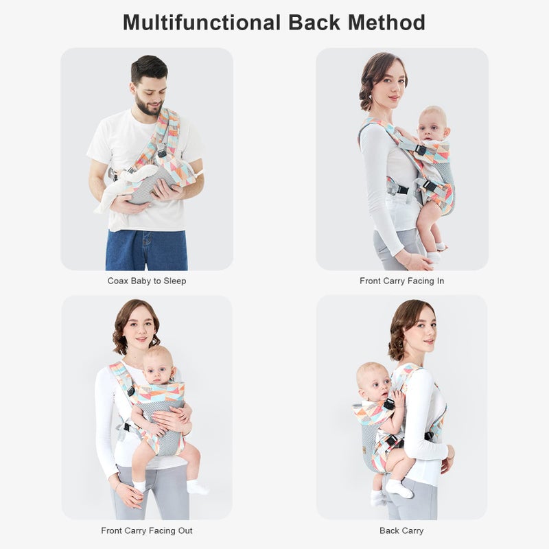IULONEE Baby Carrier, Embrace Cozy 4-in-1 Infant Carrier Ergonomic Adjustable Holder Portable Convertible Front and Back Backpack Carry for Infants Toddlers Babies Girl and Boy 7-45 Pounds (Colorful) - Image 4