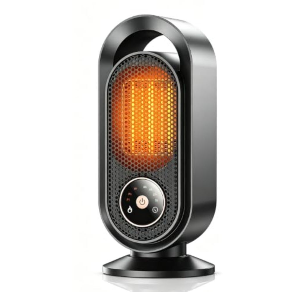 Electric Heater, 1500W Space Heater Fan for indoor use, metal housing, black, fast heating with 3 heat modes 4 timer settings