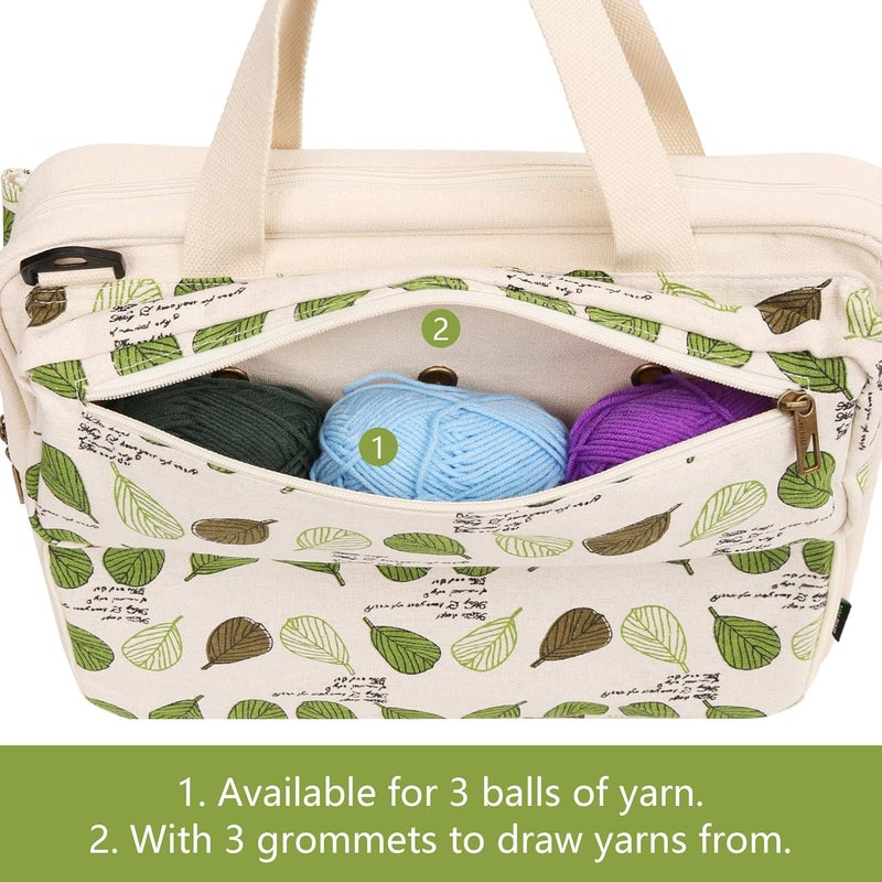 Lavievert حقيبة لافي فيرت للتخزين للحياكة لحمل المشاريع وأدوات الحياكة وخيوط الكروشيه وغيرها من الملحقات - Image 3