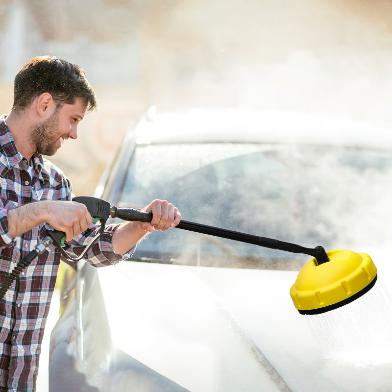 2pcs Car Pressure Washer Rotated Flat Cleaner Round Garage Door Tools with Handle for Home Vehicle - Image 4