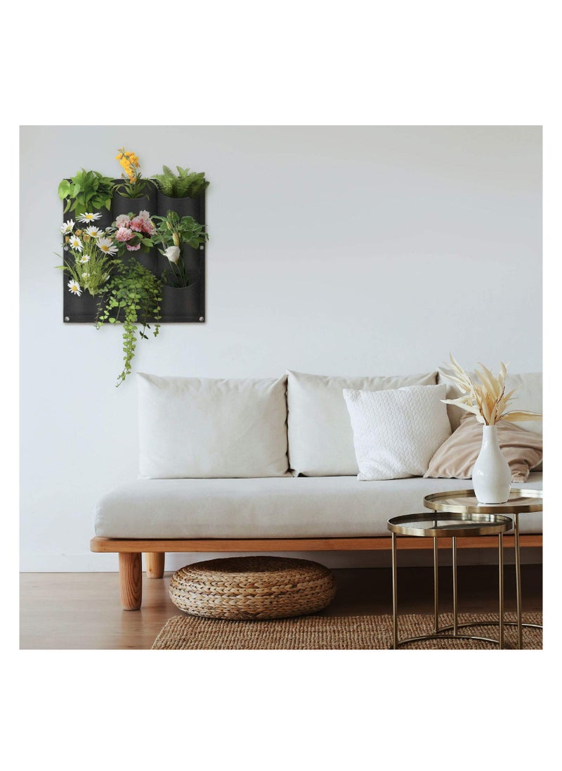 SYOSI Hanging Planting Bags, 9 Pockets Hanging Vertical Wall Planter Wall Mounted Grow Bag Outdoor Indoor Gardening Vertical Greening Flower Container, Storage Bags (0.5*0.5m)  - Image 2