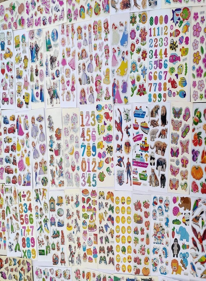 T ESSENTIALS Wall Cartoon Puffy 3D PVC Cute Mix Stickers Assorted Cute Animals Vehicle Stickers Funny for Kids Scrapbooking, DIY Arts Crafts Party Gifts (20 Sheet) 12 x 12 x 12 cms - Image 2