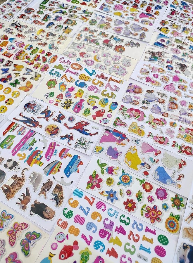 T ESSENTIALS Wall Cartoon Puffy 3D PVC Cute Mix Stickers Assorted Cute Animals Vehicle Stickers Funny for Kids Scrapbooking, DIY Arts Crafts Party Gifts (20 Sheet) 12 x 12 x 12 cms - Image 1