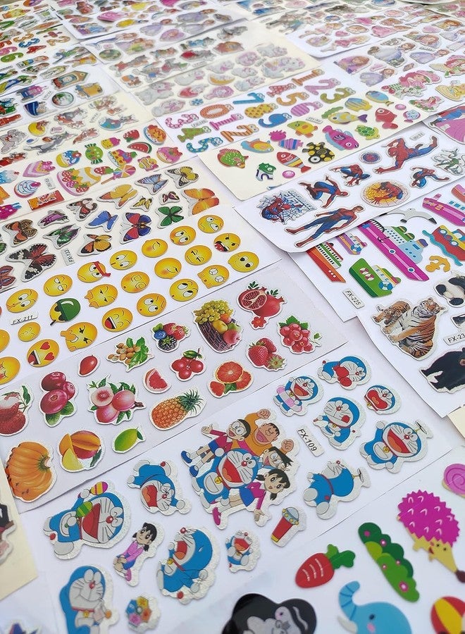 T ESSENTIALS Wall Cartoon Puffy 3D PVC Cute Mix Stickers Assorted Cute Animals Vehicle Stickers Funny for Kids Scrapbooking, DIY Arts Crafts Party Gifts (20 Sheet) 12 x 12 x 12 cms - Image 4