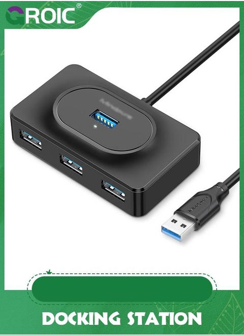 4 Port USB Hub 3.0 Data Hub with 1 m Portable Extension Cable High Speed Compatible for MacBook Air, Mac Mini, iMac Pro, Microsoft Surface, Ultrabooks