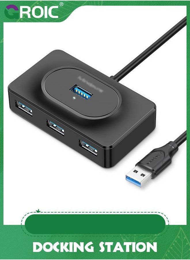 GROIC 4 Port USB Hub 3.0 Data Hub with 1 m Portable Extension Cable High Speed Compatible for MacBook Air, Mac Mini, iMac Pro, Microsoft Surface, Ultrabooks  - Image 1