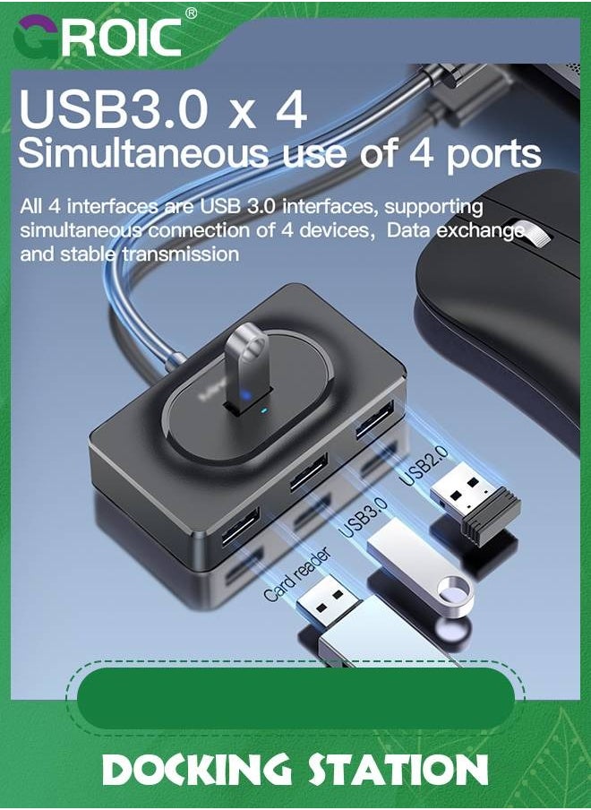 GROIC 4 Port USB Hub 3.0 Data Hub with 1 m Portable Extension Cable High Speed Compatible for MacBook Air, Mac Mini, iMac Pro, Microsoft Surface, Ultrabooks  - Image 3