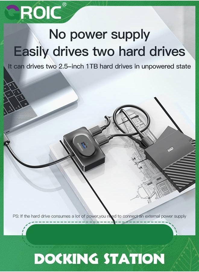 4 Port USB Hub 3.0 Data Hub with 1 m Portable Extension Cable High Speed Compatible for MacBook Air, Mac Mini, iMac Pro, Microsoft Surface, Ultrabooks