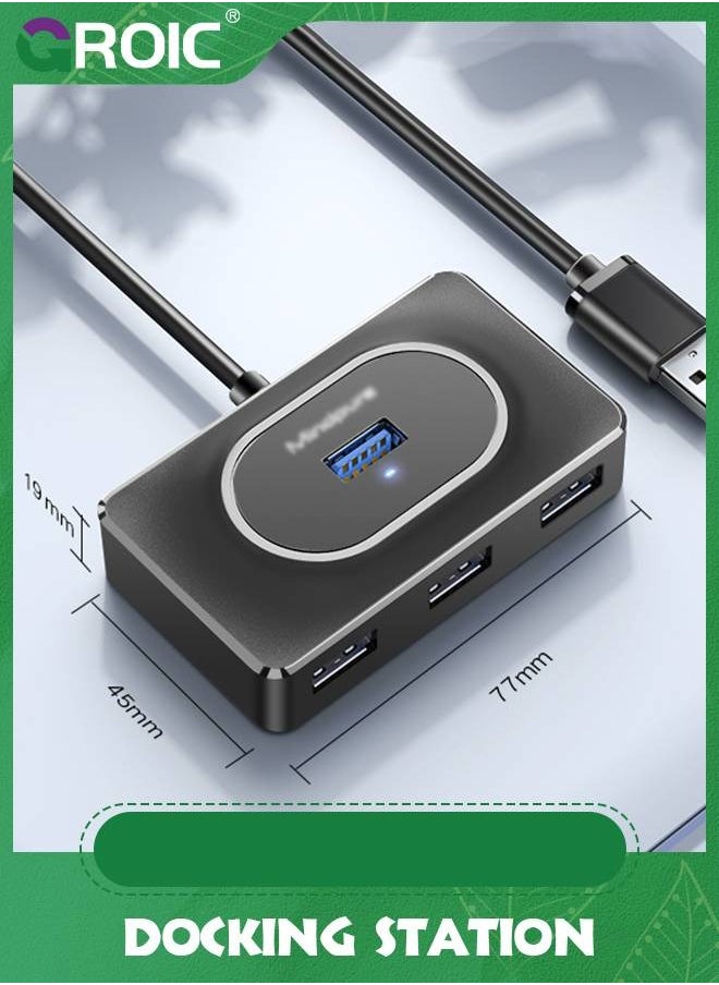 4 Port USB Hub 3.0 Data Hub with 1 m Portable Extension Cable High Speed Compatible for MacBook Air, Mac Mini, iMac Pro, Microsoft Surface, Ultrabooks