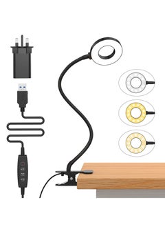 SYOSI Desk Lamp, Clip LED Reading Light with 3 Color Modes and 10 Brightness 360°Flexible Gooseneck Book Light for Night Reading for Clipping on Table, Headboard
