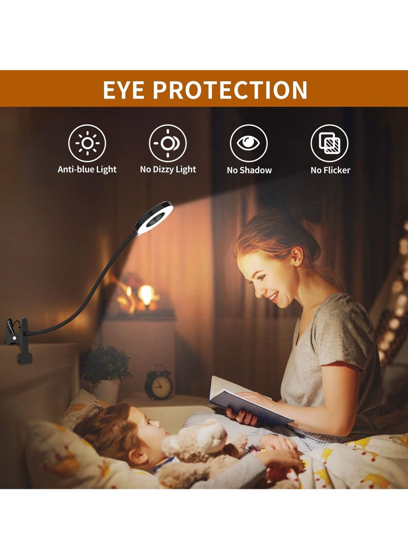 SYOSI - SYOSI Desk Lamp, Clip LED Reading Light with 3 Color Modes and 10 Brightness 360°Flexible Gooseneck Book Light for Night Reading for Clipping on Table, Headboard - Image 1