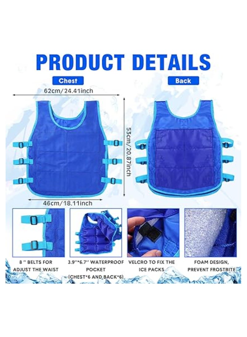 Generic 2 Pack Cooling Vest with 48 Ice Packs, Adjustable Evaporative Cooling Vest for Men and Women, Ideal for Hot Weather Workouts and Running, Water Activated PVA Body Cooler Clothing (L) - Image 3