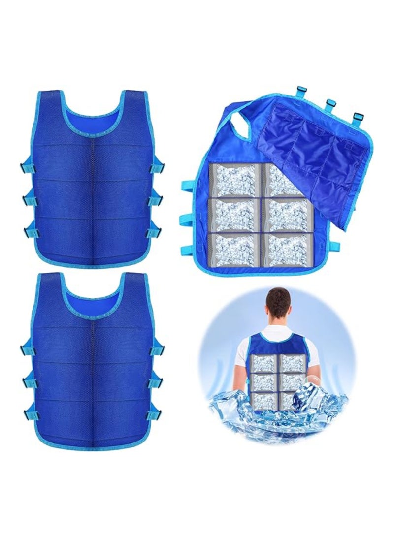 Generic 2 Pack Cooling Vest with 48 Ice Packs, Adjustable Evaporative Cooling Vest for Men and Women, Ideal for Hot Weather Workouts and Running, Water Activated PVA Body Cooler Clothing (L) - Image 1