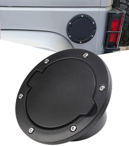 PKEDUO Black Gas Cap Cover Fuel Filler Door Cover Compatible with 2007-2017 Wrangler JK JKU 2/4-DOOR(NOT FOR 2018+ JL MODELS) - Image 1