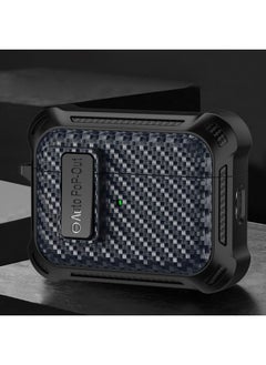 Case Cover For AirPods Pro Alpha Carbon Fiber Wireless Bluetooth Earphone Protective Case Royal Blue