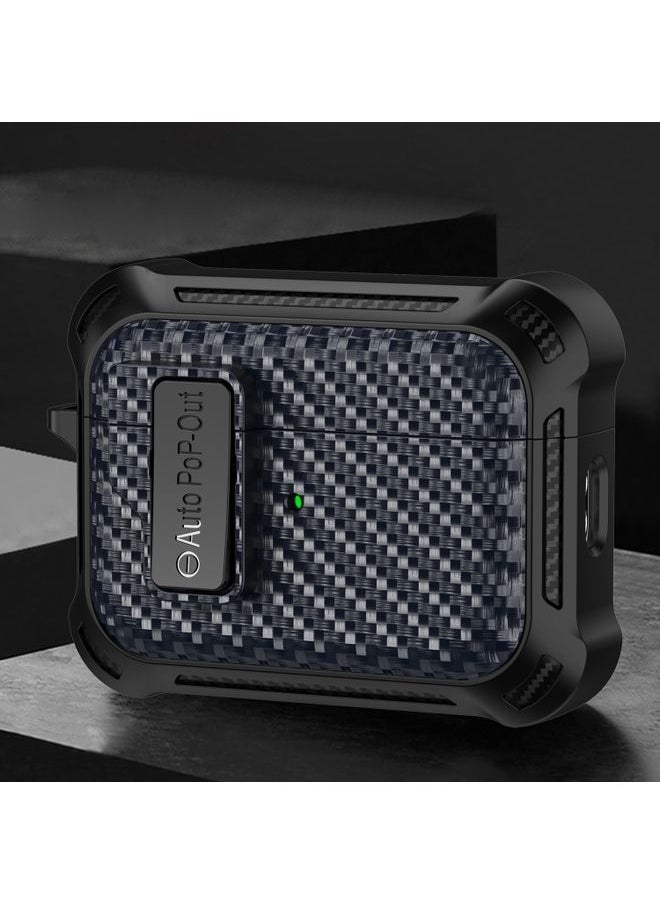 Generic - Case Cover For AirPods Pro Alpha Carbon Fiber Wireless Bluetooth Earphone Protective Case Royal Blue - Image 1