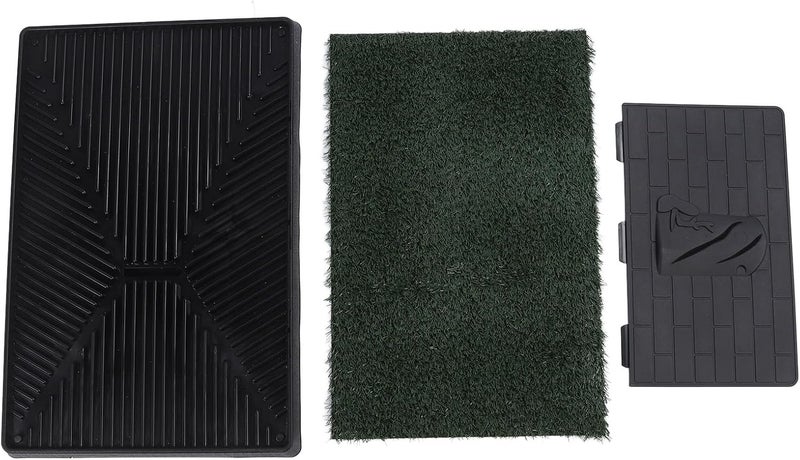 Dog Grass Pee Pads Reusable Indoor Puppy Potty Tray, 3 Layer Artificial Grass Dog Toilet with Drainage System for Small Dogs, Easy Clean Fake Grass Litter Box for Home (Large Size with Baffle) - Image 1
