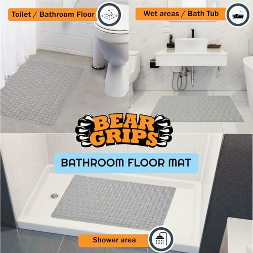 BEAR GRIPS Rectangular Anti-Slip Bathroom Pvc Floor Mat For Elderly, Prevent Bathroom Falling Anti-Skid Mat With Suction Grips (Size 78 X 46 Cm - Stone Grey) - Image 4
