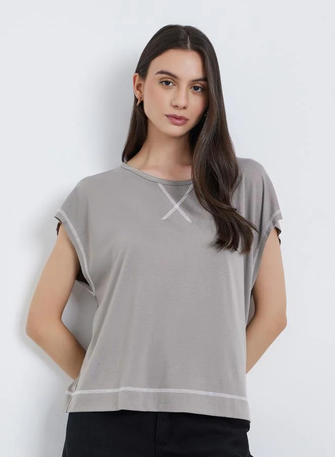 Take Two Take Two Contrast Stitch Regular Fit T-Shirt