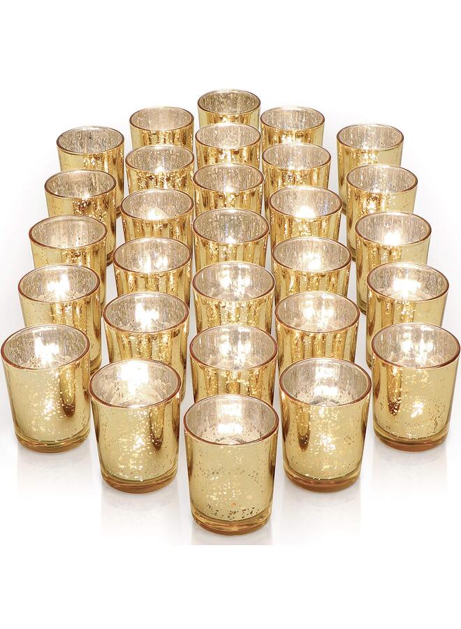 LAMAY Gold Votive Candle Holders Set of 36 - Speckled Mercury Gold Glass Candle Holder Bulk - Ideal Fall Decor for Boho Wedding Centerpiece Table, Thanksgiving Decorations Indoor - Image 1