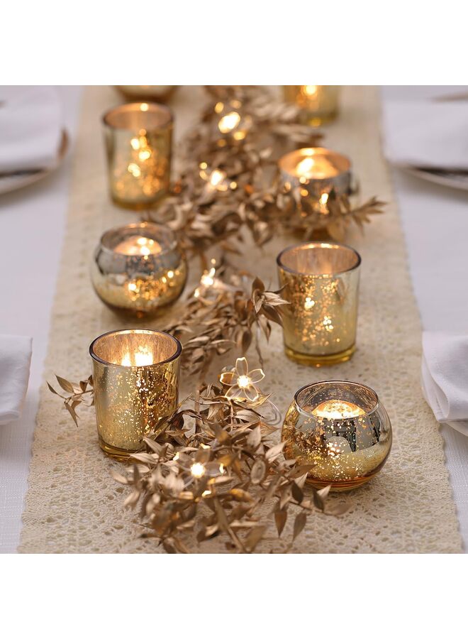 LAMAY Gold Votive Candle Holders Set of 36 - Speckled Mercury Gold Glass Candle Holder Bulk - Ideal Fall Decor for Boho Wedding Centerpiece Table, Thanksgiving Decorations Indoor - Image 2