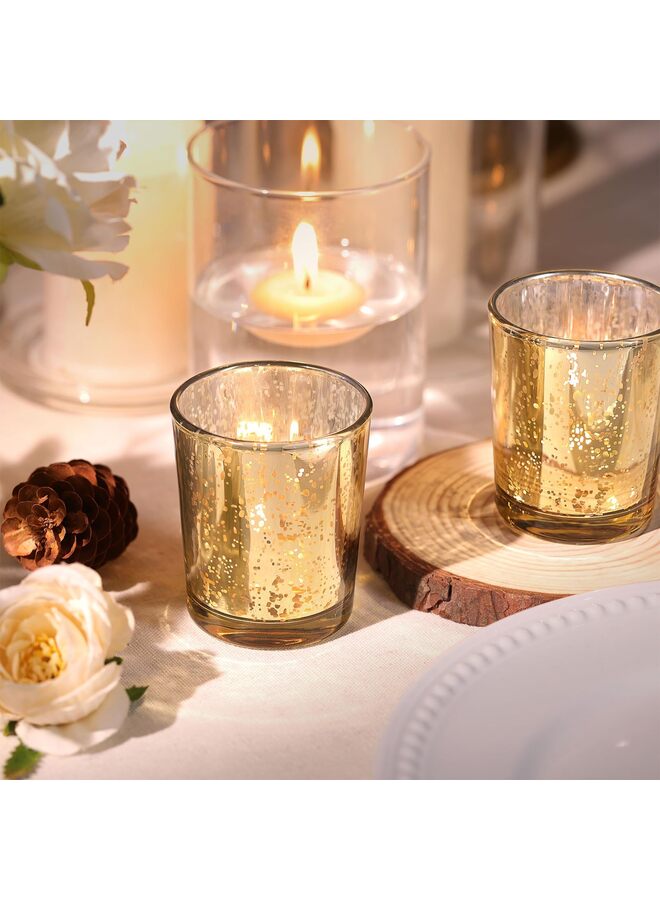 LAMAY Gold Votive Candle Holders Set of 36 - Speckled Mercury Gold Glass Candle Holder Bulk - Ideal Fall Decor for Boho Wedding Centerpiece Table, Thanksgiving Decorations Indoor - Image 5