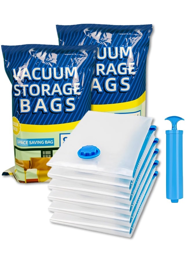 Vacuum storage bags 7-Piece Vacuum Storage Bags 60x80cm,Reusable Compression Space Saving Bags ,Foldable, Durable and Space Saver , with Free Hand Pump for Packing Clothes andBedding for Travel - Image 1