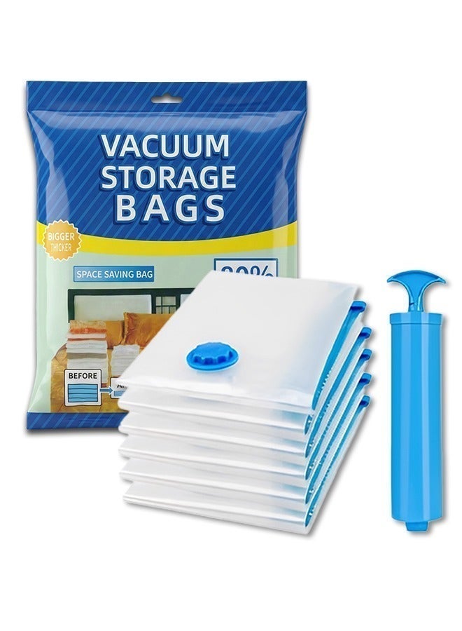 BASILKIT Vacuum storage bags 7-Piece Vacuum Storage Bags 60x80cm,Reusable Compression Space Saving Bags ,Foldable, Durable and Space Saver , with Free Hand Pump for Packing Clothes andBedding for Travel - Image 1