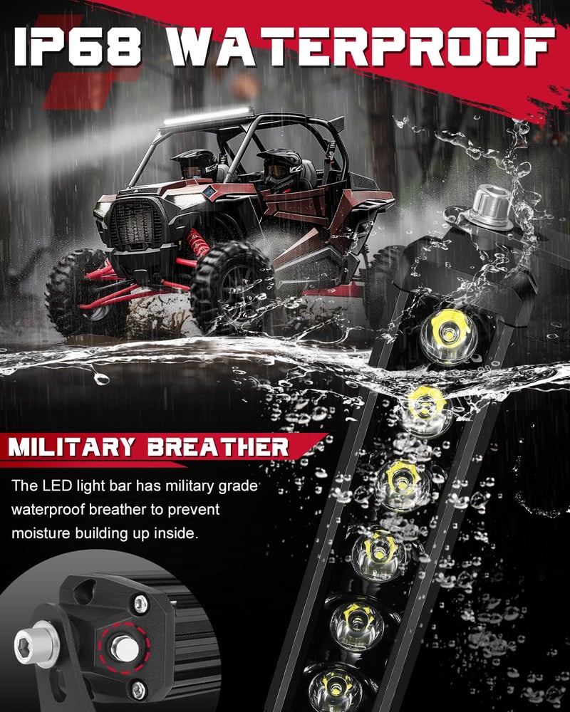 OFFROADTOWN 30 Inch Single Row LED Light Bar 300W Spot Off Road Driving Lights Ultra Slim Thin LED Light Bar Waterproof Bumper Grille Roof Lights for Trucks UTV ATV Pickup RZR - Image 4