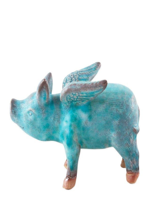 NOVICA Artisan Handmade Ceramic Figurine of Winged Blue Pig from Thailand Sculpture Animal Themed NAT Geo Gifts [3.5in H x 3in W x 5.5in D] ' Blue Flying Pig' - Image 1
