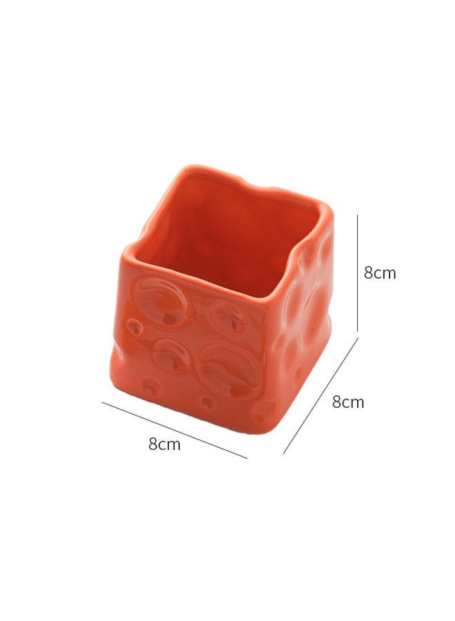 Cream Style Advanced Fruit Fork Suit Multi-purpose Ceramic Cheese Storage Can Bar Decoration Good Hand Ceremony-Specification:Orange - Image 1