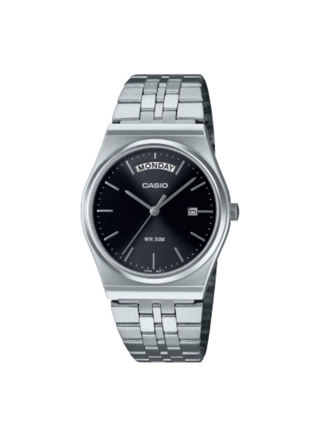 Casio Men’s Analog Quartz Watch MTP-B146D-1AVDF Black Dial Stainless Steel Bracelet Date Display Minimalist Business Watch