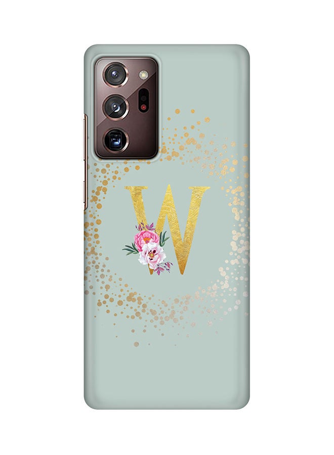 Stylizedd Monogram Slim Cover for Samsung Galaxy Note 20 Ultra Case Custom Initials Letter Floral Pattern Snap Series Mobile Cover Matte Alphabet  - W (Light Green) - Image 1