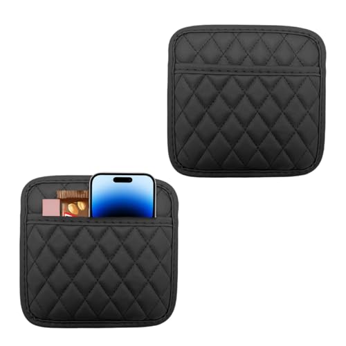Gasedin 2 PCS Car Side Pocket Organizer Leather Adhesive Auto Side Seat Back Storage Pocket Waterproof Phone Document Sunglasses Holder Vehicle Gap Filler Pouch Car Accessories Medium - Image 1