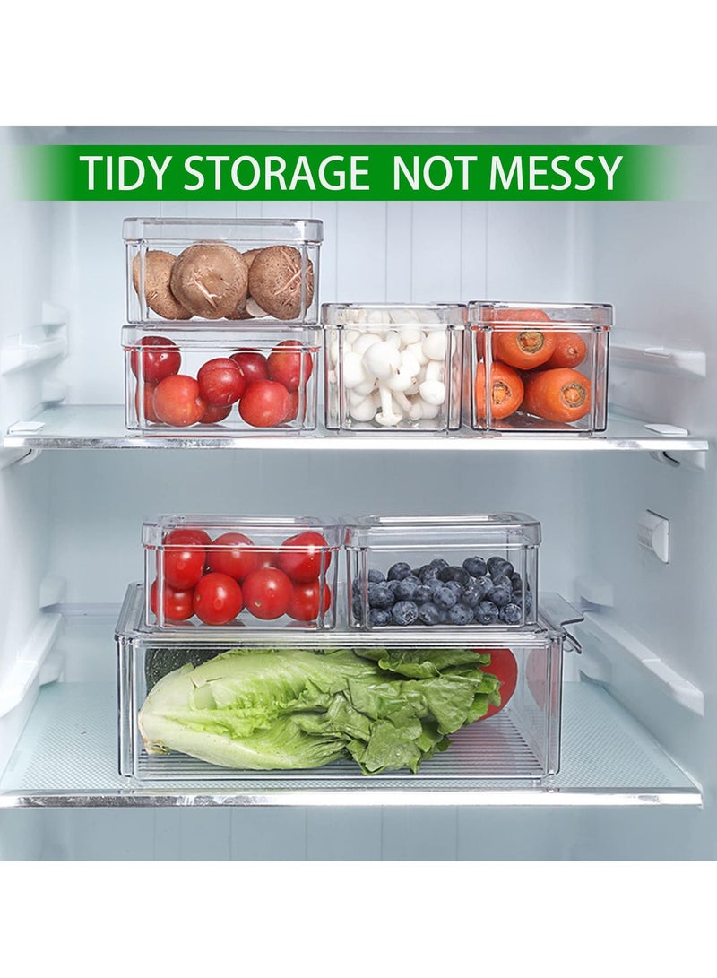 XiuWoo 10 Pack Stackable BPA-Free Plastic Clear Refrigerator Fridge Organizers Bins with Lids for Food Drinks Fruits Vegetable Storage - Image 3