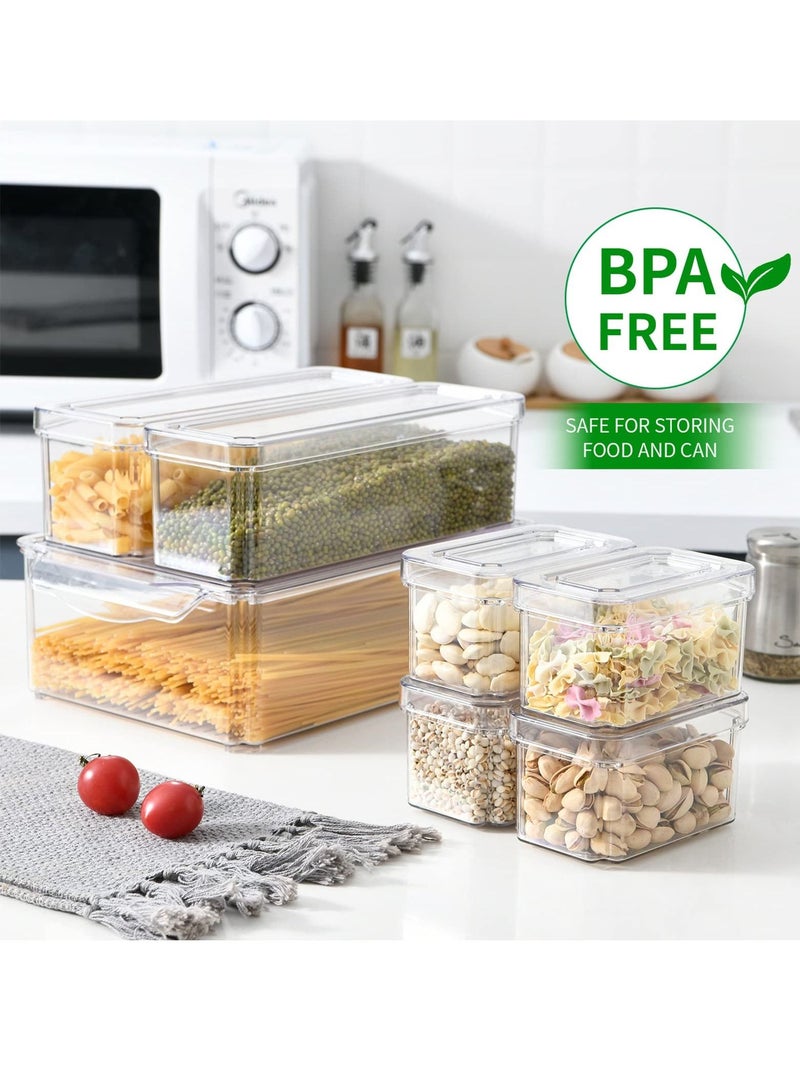 XiuWoo 10 Pack Stackable BPA-Free Plastic Clear Refrigerator Fridge Organizers Bins with Lids for Food Drinks Fruits Vegetable Storage - Image 5