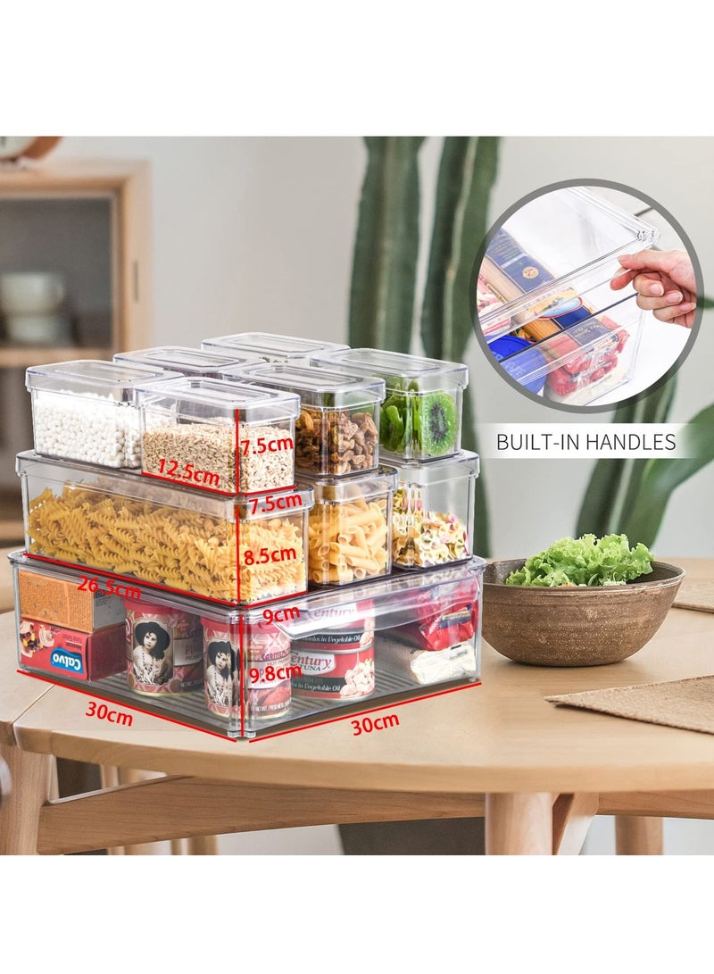 XiuWoo 10 Pack Stackable BPA-Free Plastic Clear Refrigerator Fridge Organizers Bins with Lids for Food Drinks Fruits Vegetable Storage - Image 2
