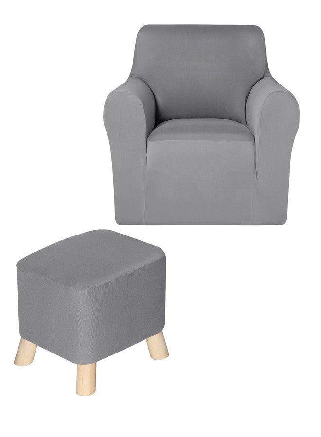 Andreannie Spandex Super Strech Sofa Slipcovers Non Slip Soft Sturdy Washable Armchair Sofa Covers Furnitute Protector Armchair Bundle Chair Couch Covers for Kids Pets (Solid Light Gray) - Image 5