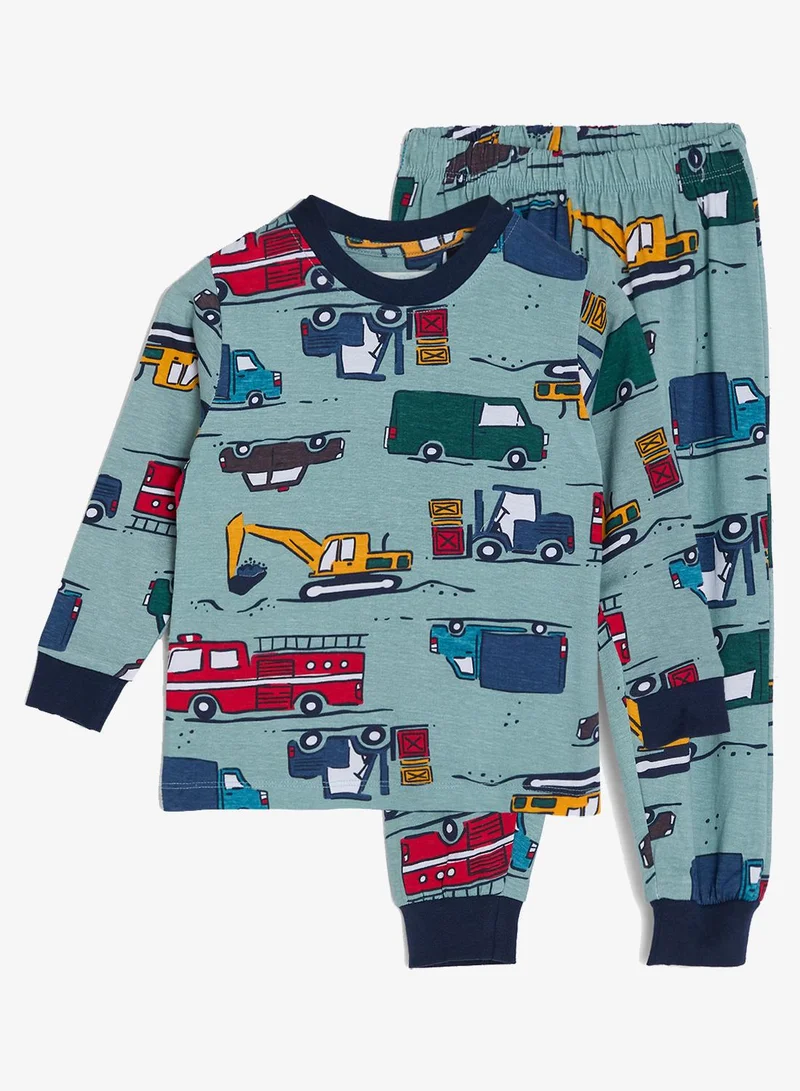 ريبلز مع نمشي Boys Pajama Set With Long Sleeves Tee & Bottom